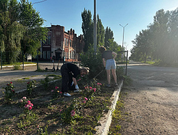 Вчера, раним утром сотрудники администрации, образования и бухгалтерии вышли на субботник для благоустройства площади имени Ленина